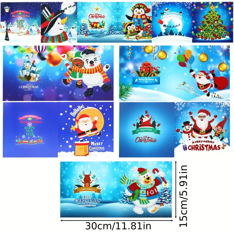 Diamond painting kerstkaarten - set van 8 - inclusief enveloppen