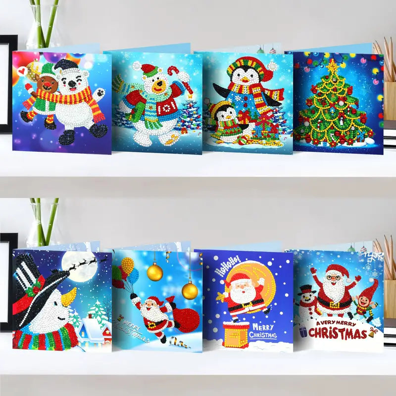 Diamond painting kerstkaarten - set van 8 - inclusief enveloppen