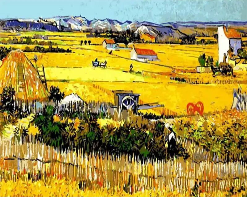 Diamond Painting Boeren landschap Van Gogh - SEOS Shop ®