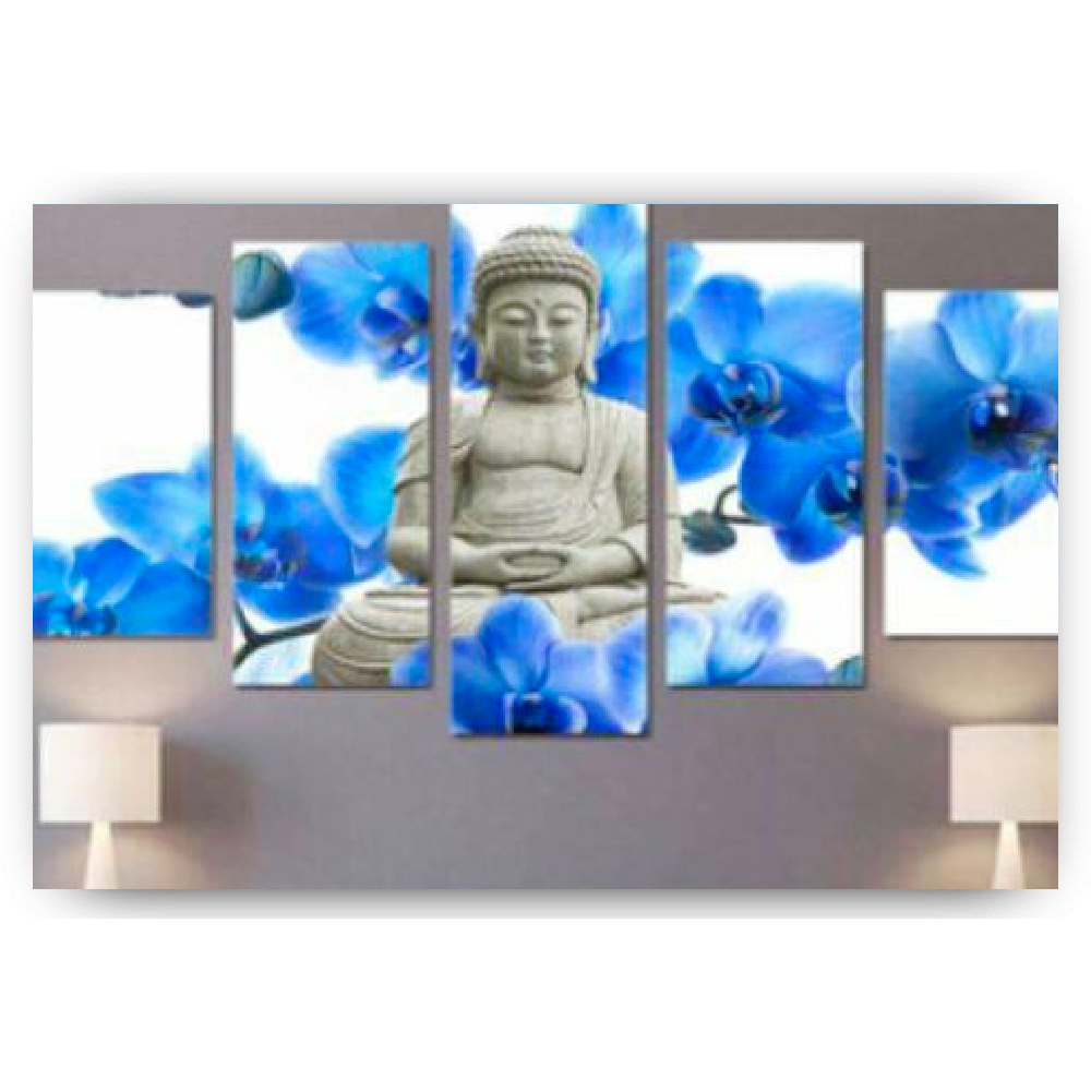 Diamond Painting Buddha met mooie bloemen 5 luik - SEOS Shop ®