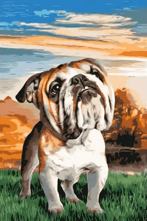 Diamond Painting - Engelse Bulldog in de tuin  - SEOS®