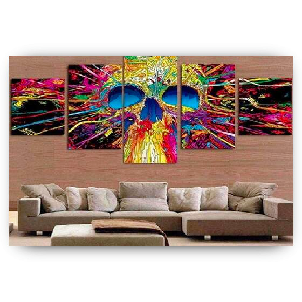 Diamond Painting Gekleurd doodshoofd 5 luik - SEOS Shop ®