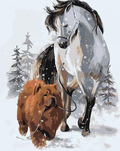 Diamond Painting - Hond met paard - SEOS®