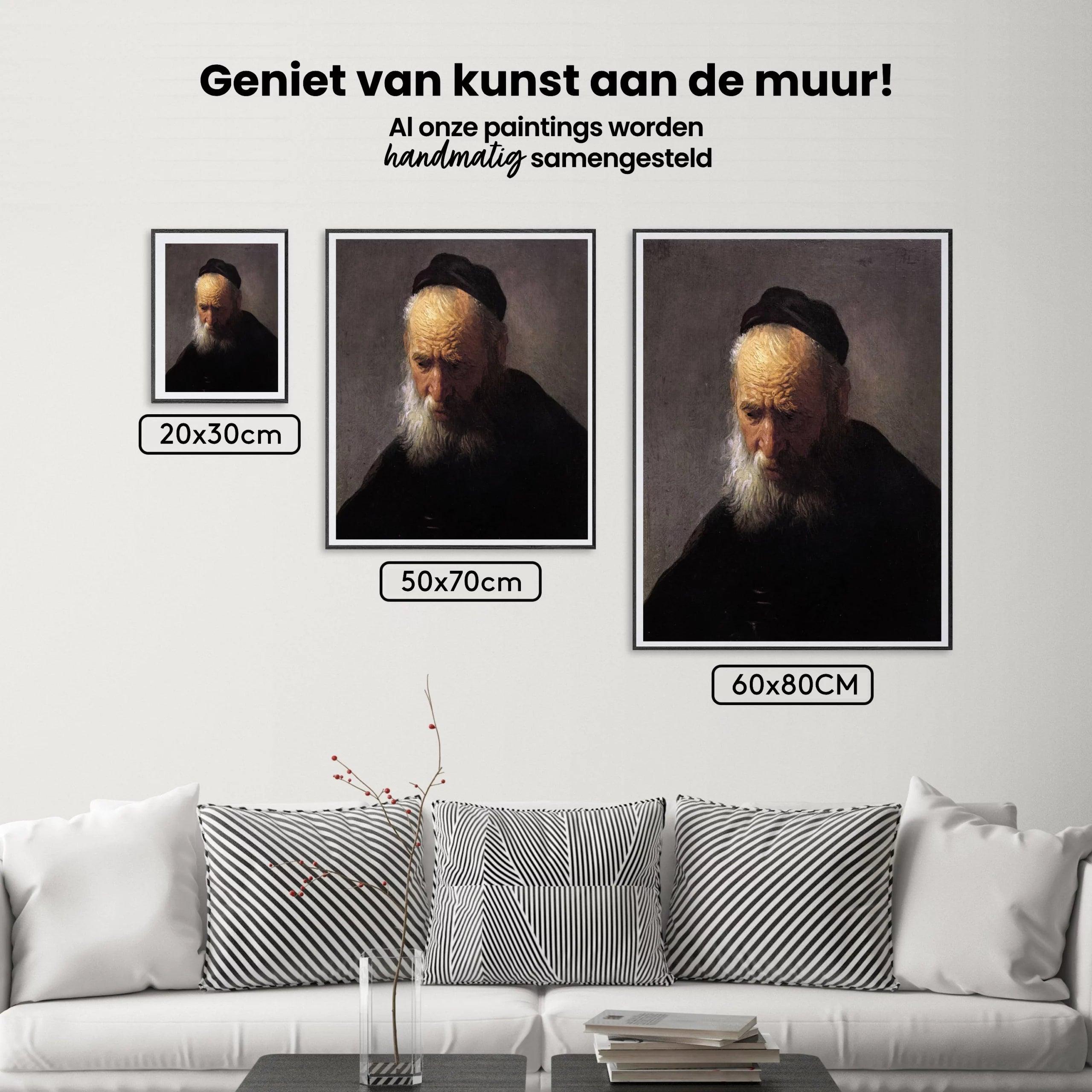 Diamond Painting Hoofd van een oude man met pet, door Rembrandt - SEOS Shop