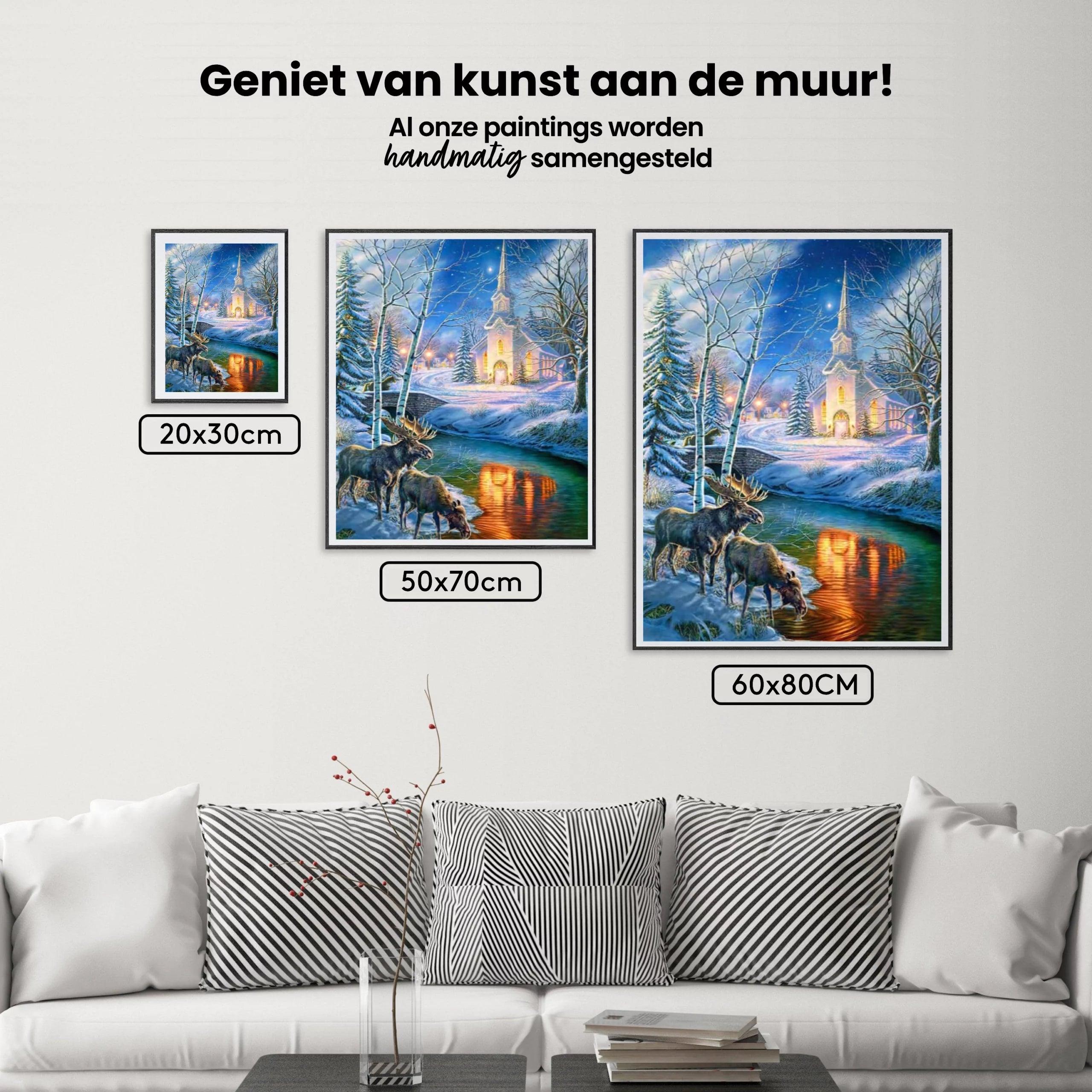 Diamond Painting Kerstkerk en herten - SEOS Shop ®