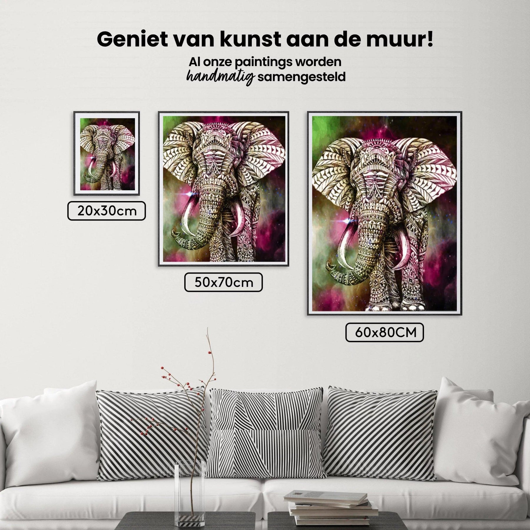 Diamond Painting Olifant Groen Roze - SEOS Shop ®