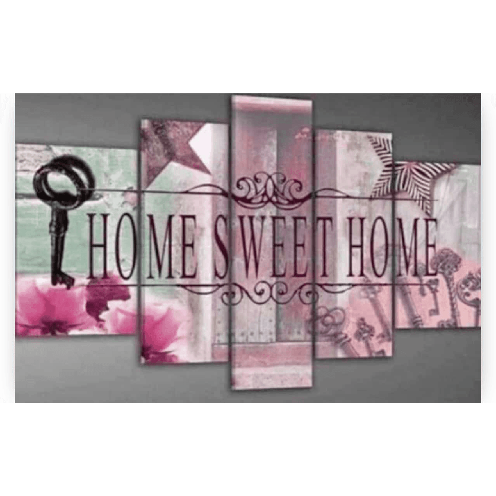 Diamond Painting Pakket Home Sweet Home Roze 5 luik - SEOS Shop ®