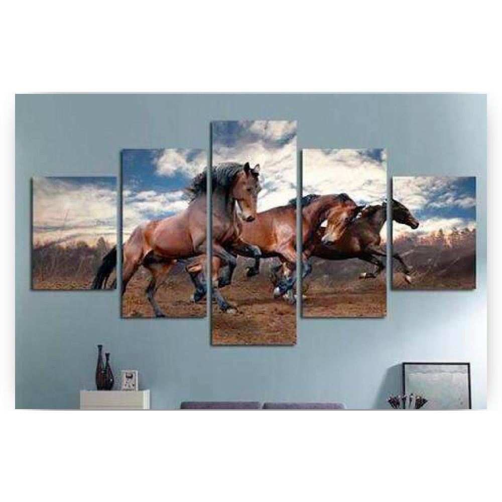 Diamond Painting Rennende paarden 5 luik - SEOS Shop ®