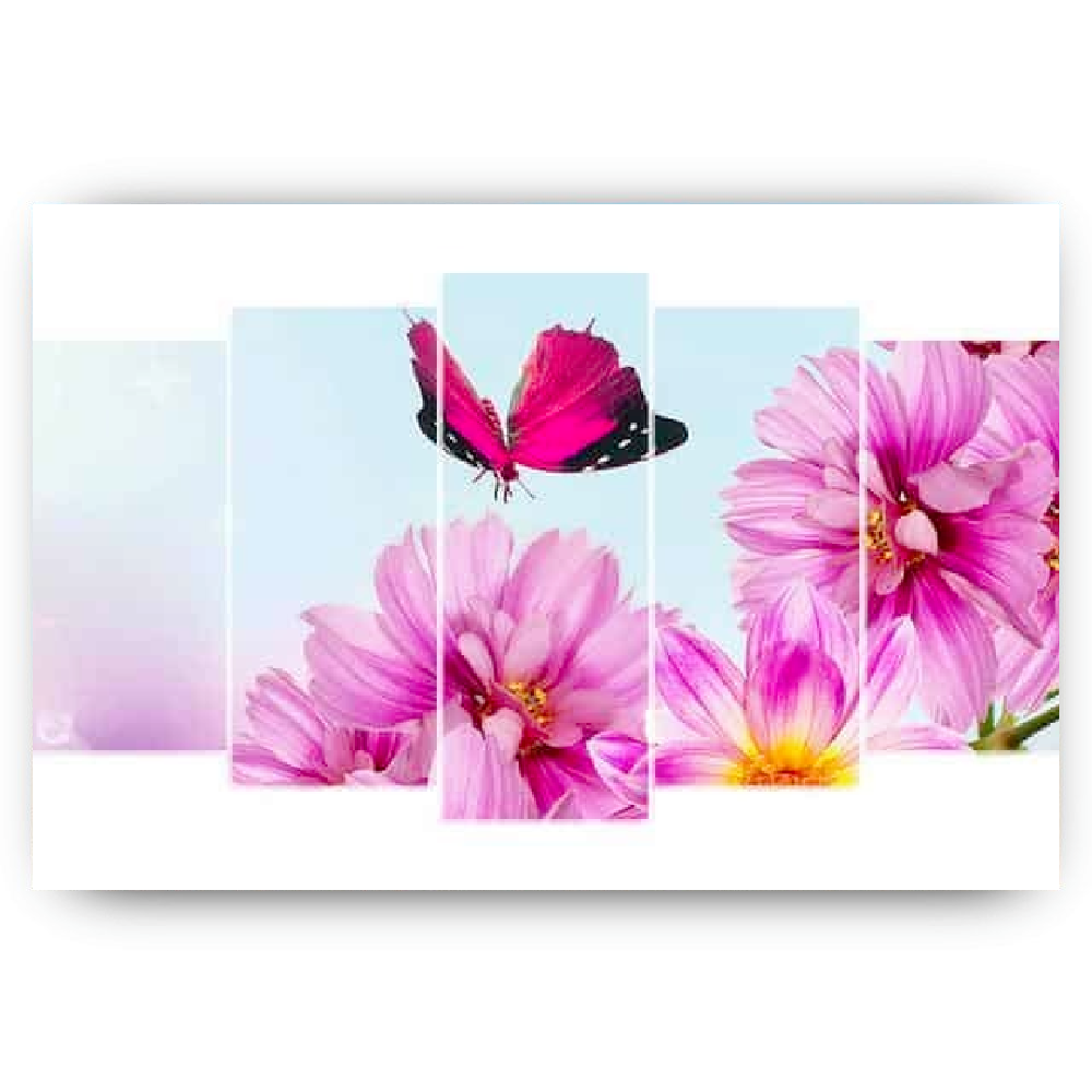 Diamond Painting Roze vlinder op roze bloem 5 luik - SEOS Shop ®