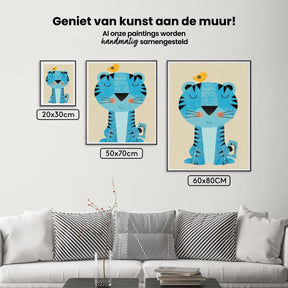 Diamond Painting Tijger met vogeltje op zijn hoofd - SEOS Shop ®