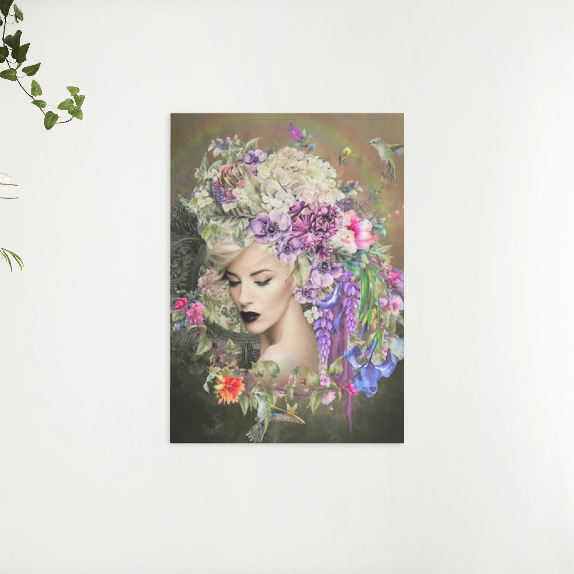 Diamond Painting Vrouwen met bloem en kolibrie - SEOS Shop ®