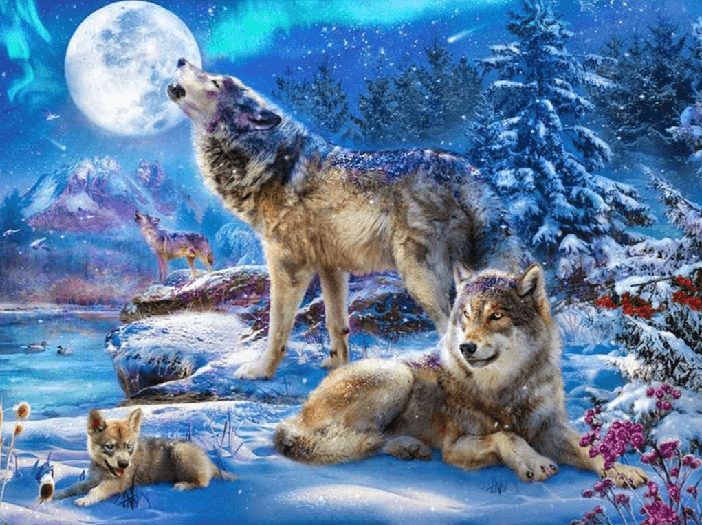 Diamond Painting Winterwolf en gehuil - SEOS Shop ®