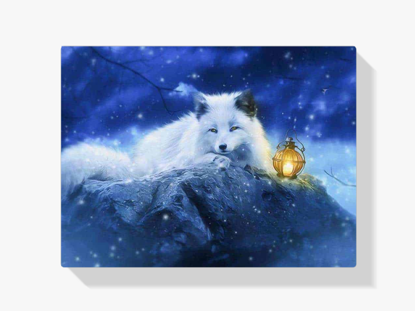 Diamond Painting Witte Vos met lampje – SEOS Shop ®