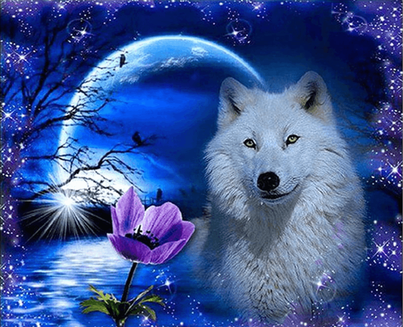 Diamond Painting Wolf met roos - SEOS Shop ®