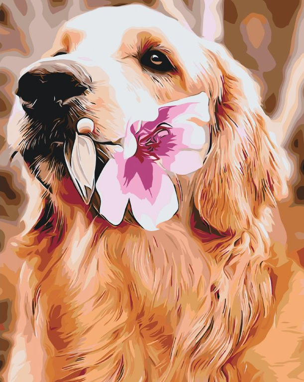 Diamond Painting - Labrador met bloem  - SEOS®