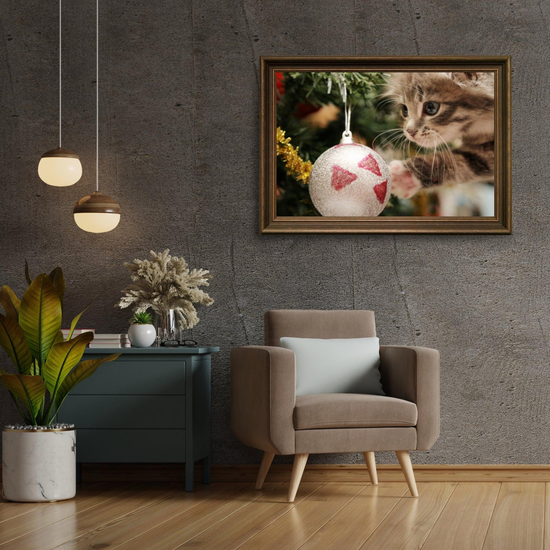 Diamond Painting - Kat met kerstbal - SEOS®