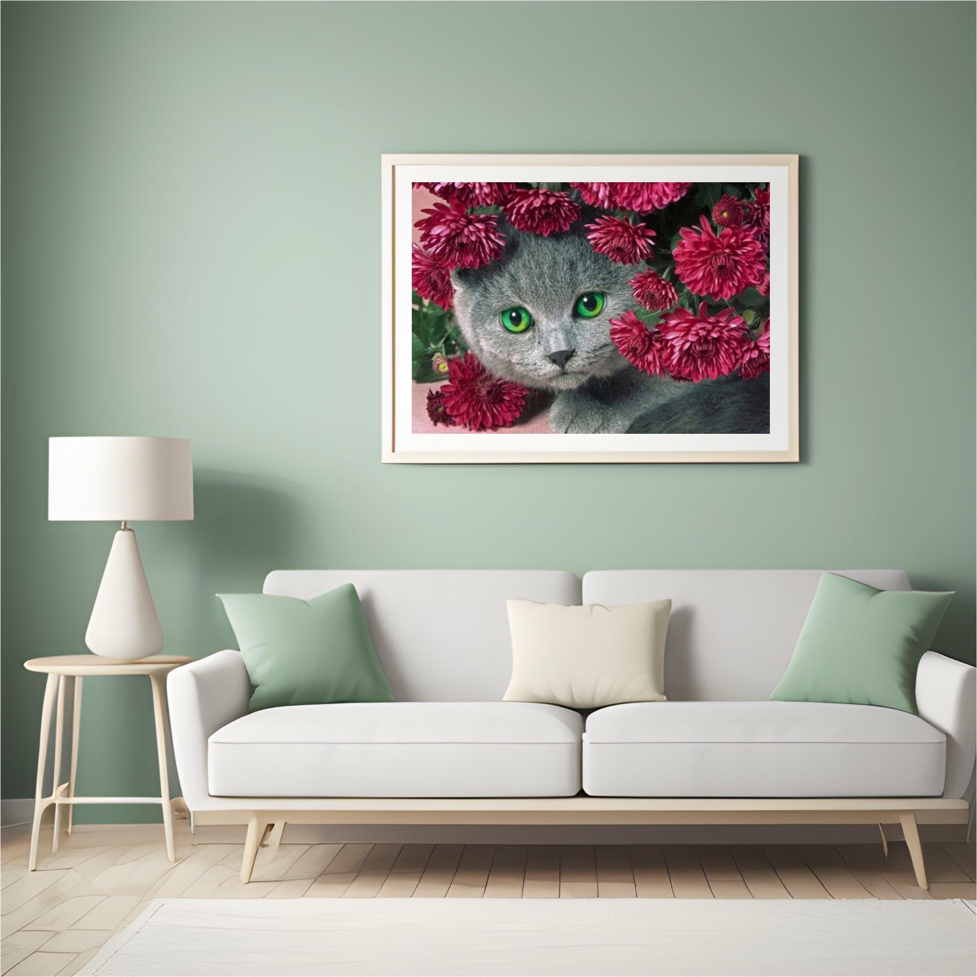 Diamond Painting Kat met bloemen - SEOS Shop ®