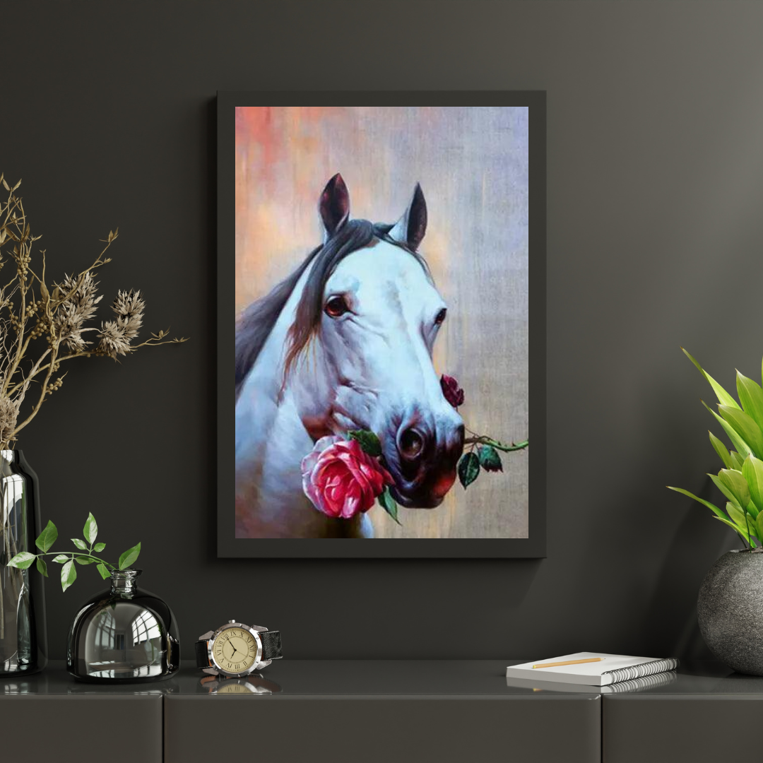 Diamond Painting Paard met roos - SEOS Shop ®