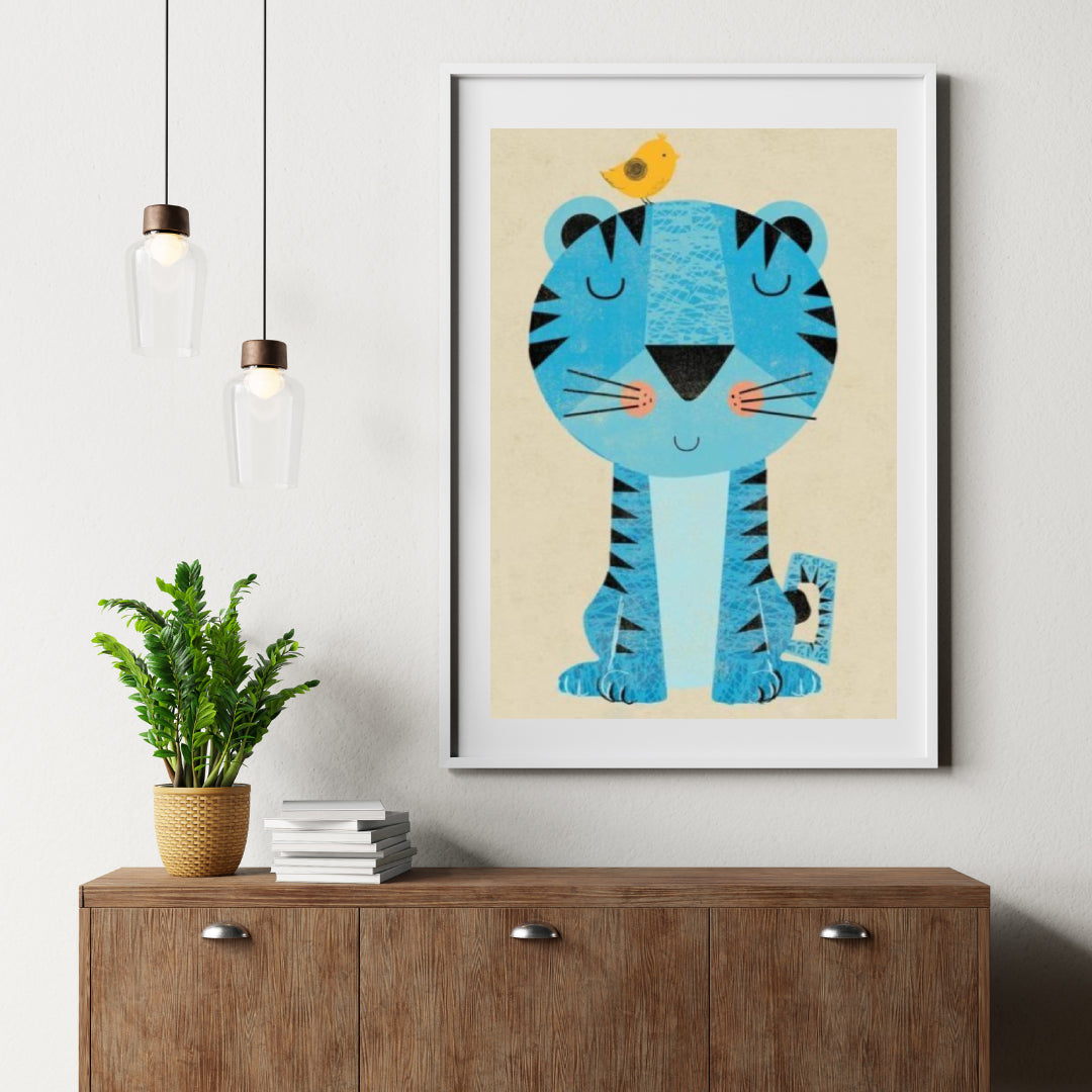 Diamond Painting Tijger met vogeltje op zijn hoofd - SEOS Shop ®