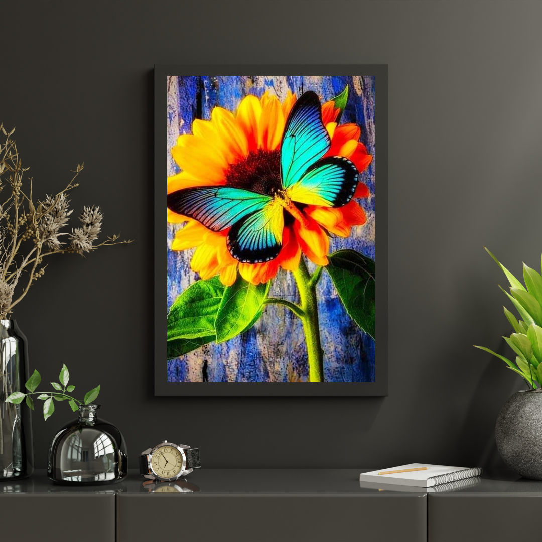 Diamond Painting Vlinder Met Zonnebloem - SEOS Shop ®