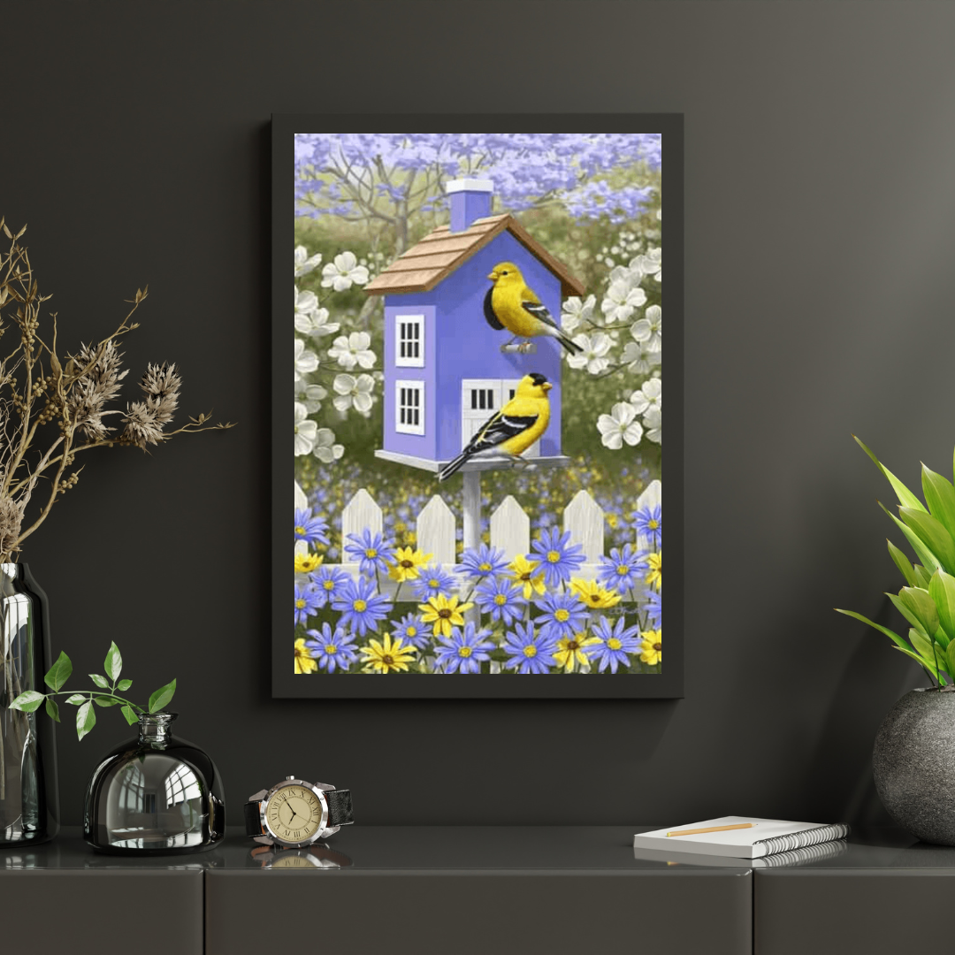 Diamond Painting Vogel in bloementuin - SEOS Shop ®