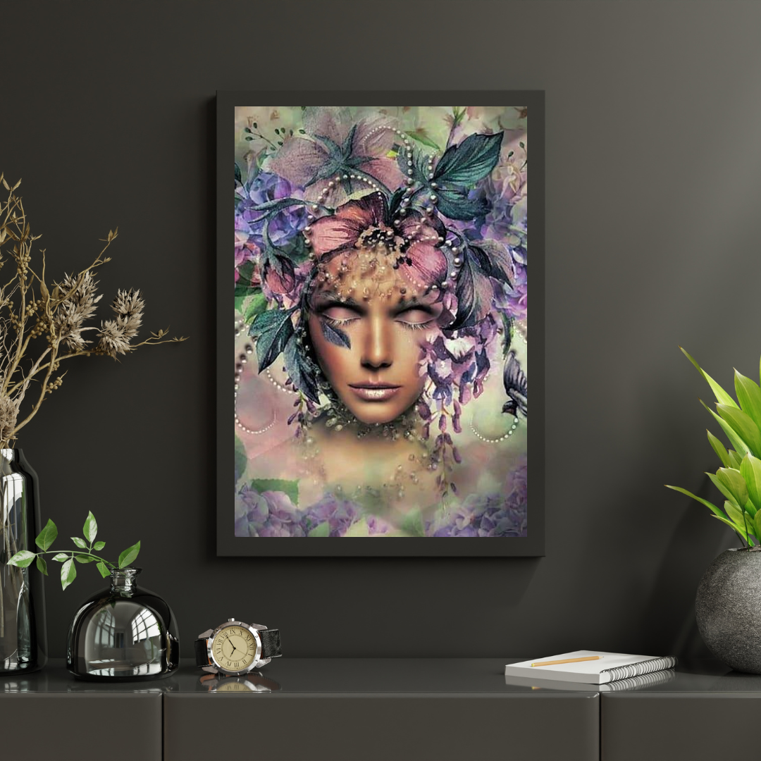 Diamond Painting Vrouwen met bloem en vogel - SEOS Shop ®