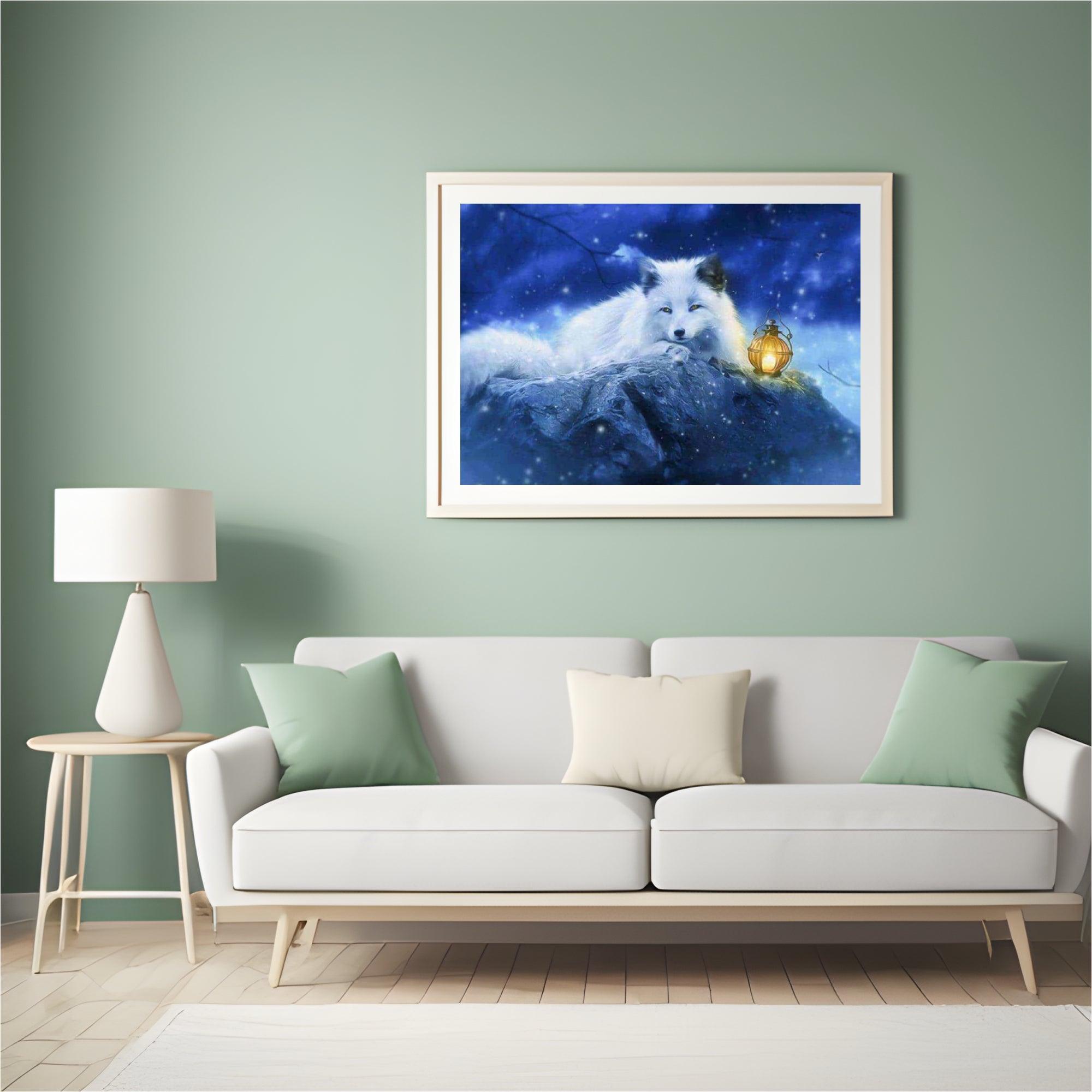 Diamond Painting Witte Vos met lampje – SEOS Shop ®