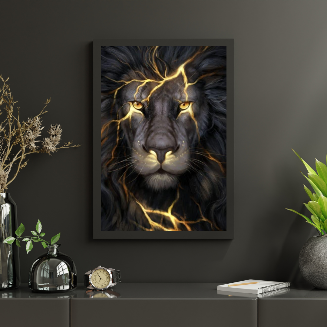 Diamond Painting Zwarte Leeuw Verlichting - SEOS Shop ®