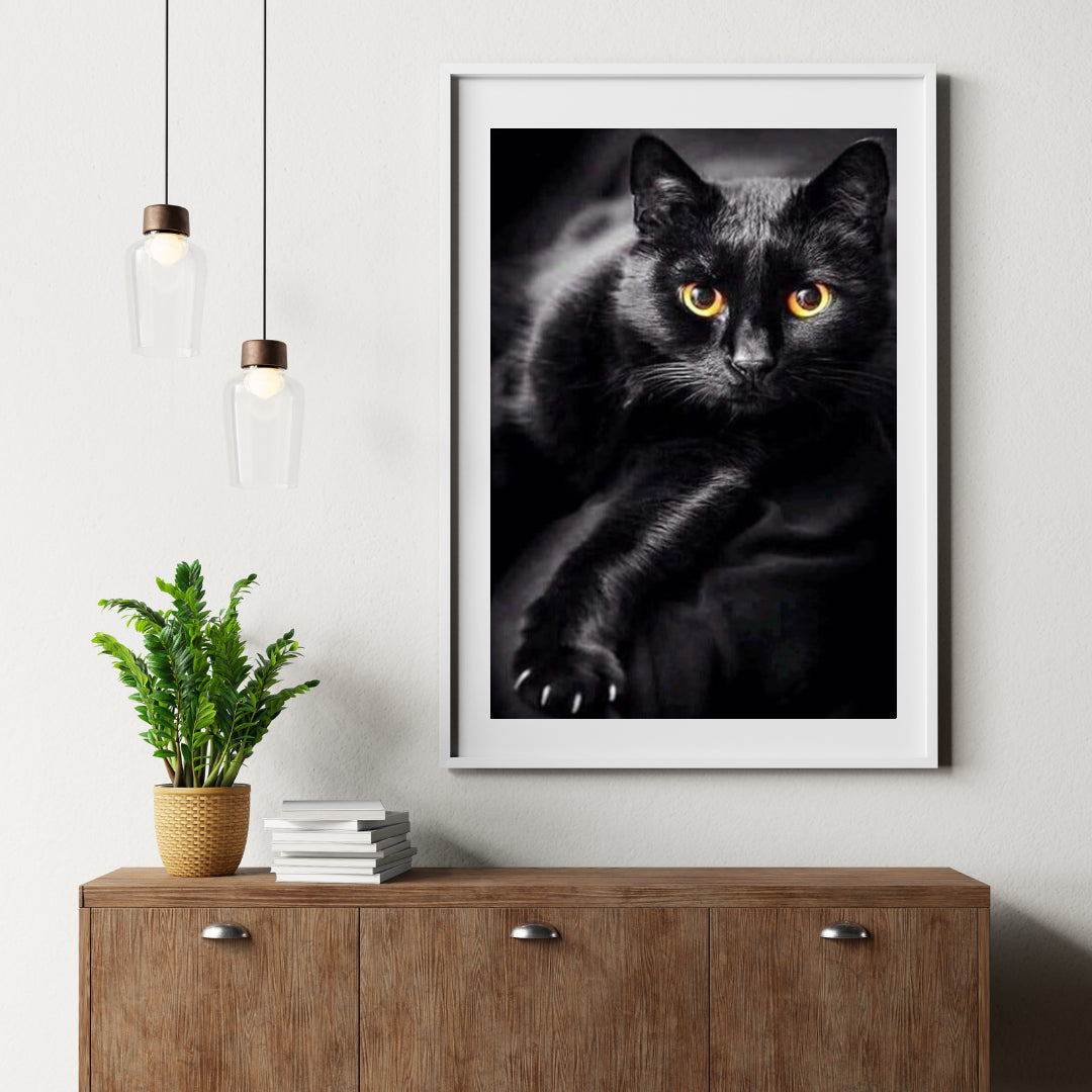 Diamond Painting Zwarte kat en gele ogen - SEOS Shop ®