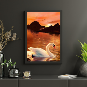 Diamond painting Zwaan bij rode lucht - SEOS Shop ®