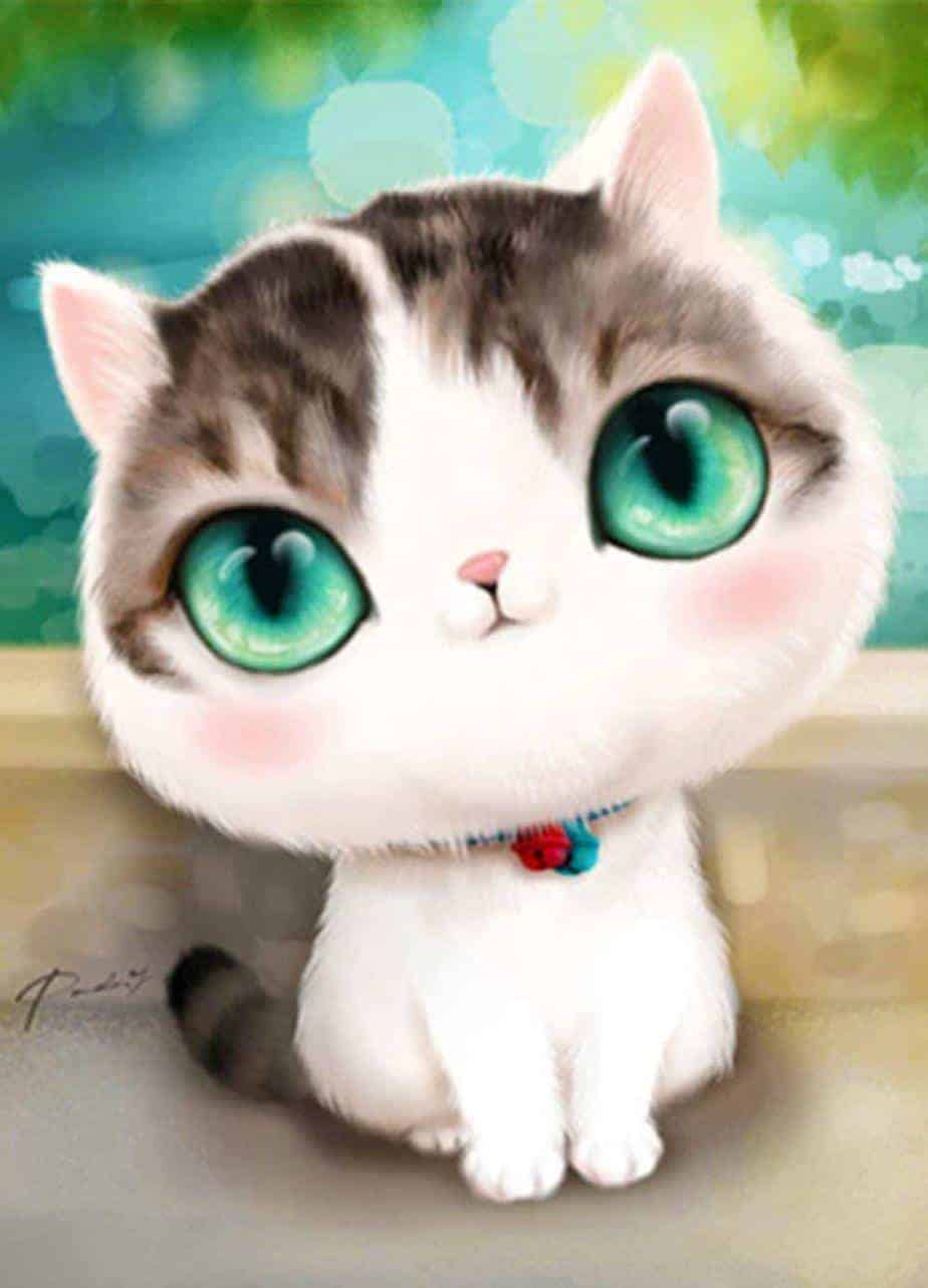 Diamond Painting Kitten met grote turquoise ogen - SEOS Shop ®