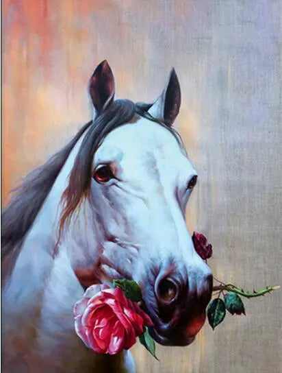 Diamond Painting Paard met roos - SEOS Shop ®